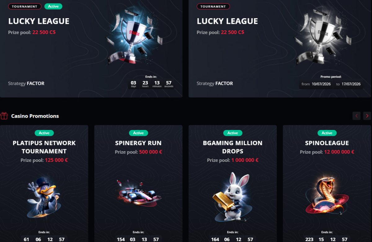 Starda Casino Bonus 2026 — C$600, 500 Spins, Cashback image 1